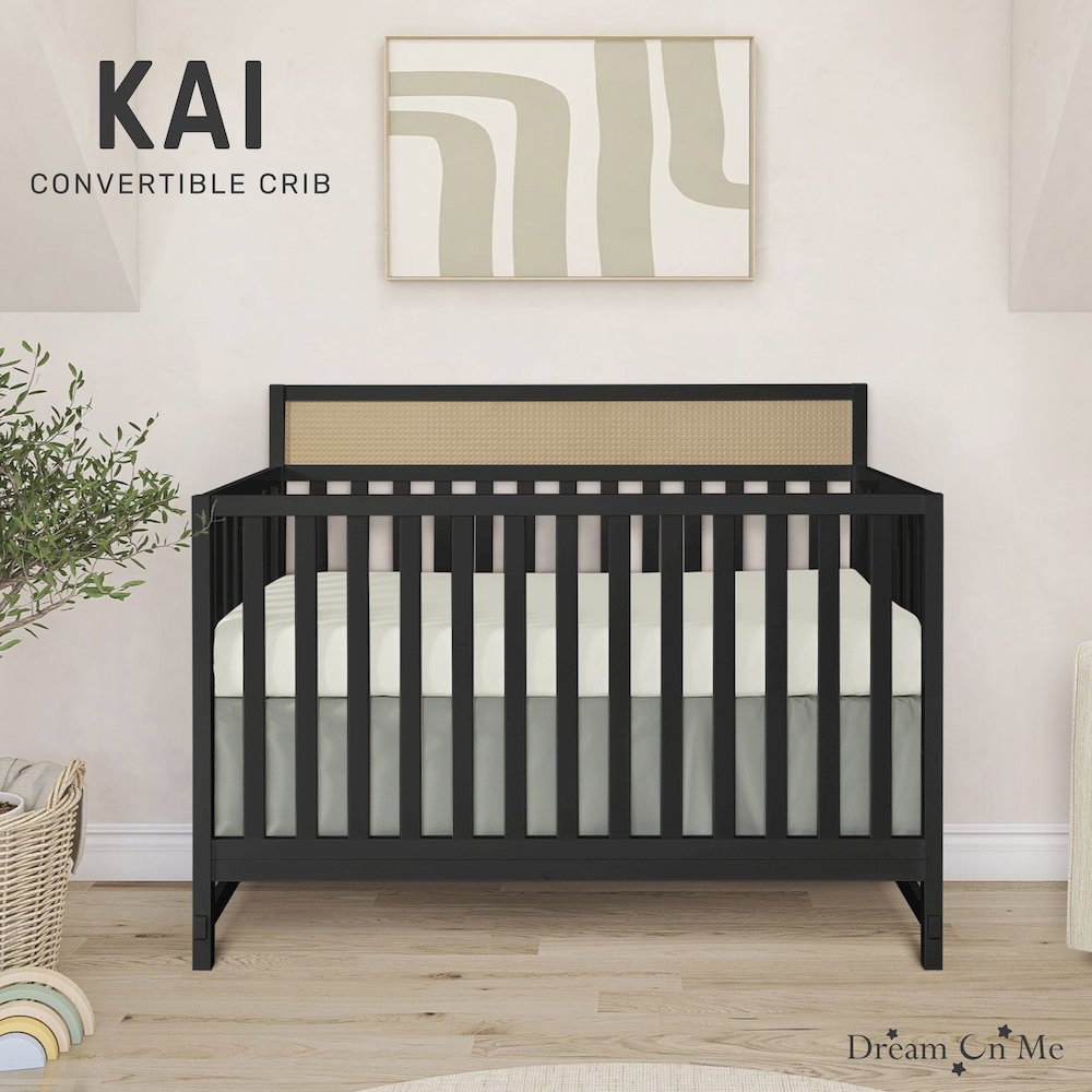 Dream On Me Kai Convertible Crib, Matte Black
