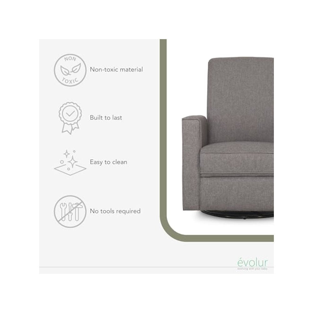 Evolur Raleigh Basic Glider |Recliner| Rocker, 610-RUSTICGRY