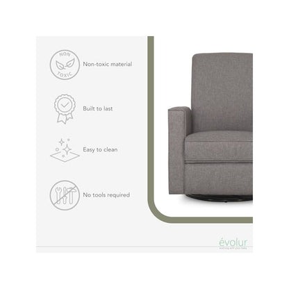 Evolur Raleigh Basic Glider |Recliner| Rocker, 610-RUSTICGRY