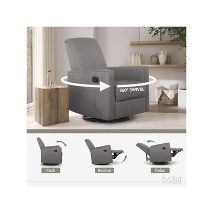 Evolur Raleigh Basic Glider |Recliner| Rocker, 610-RUSTICGRY