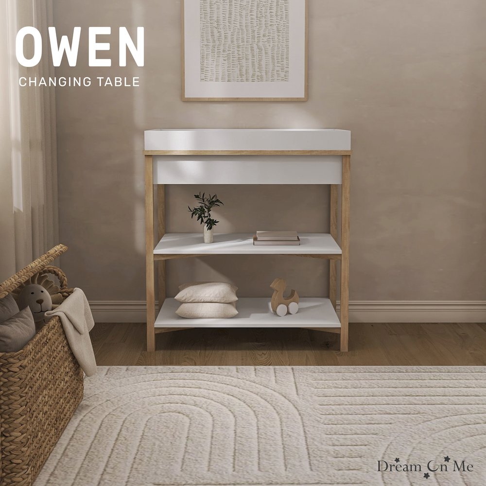 Dream On Me Owen Changing Table in Vintage White Oak, JPMA Certified