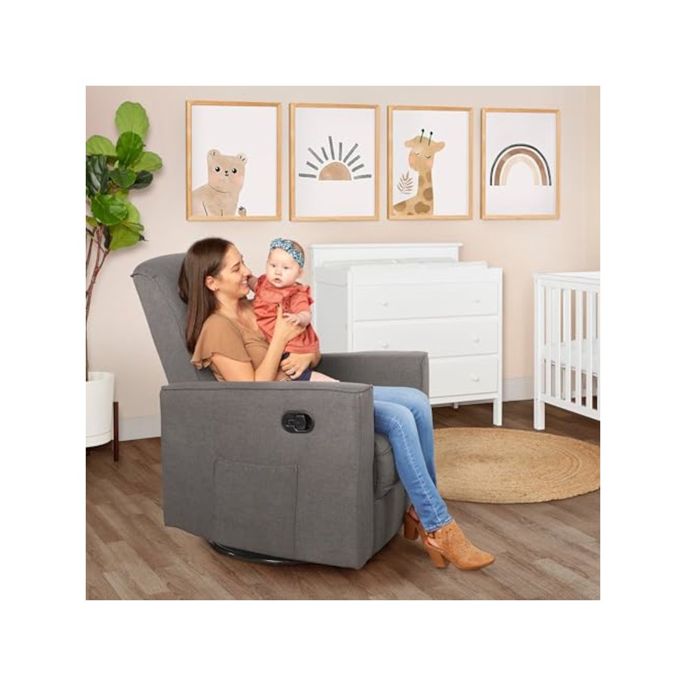 Evolur Raleigh Basic Glider |Recliner| Rocker, 610-RUSTICGRY