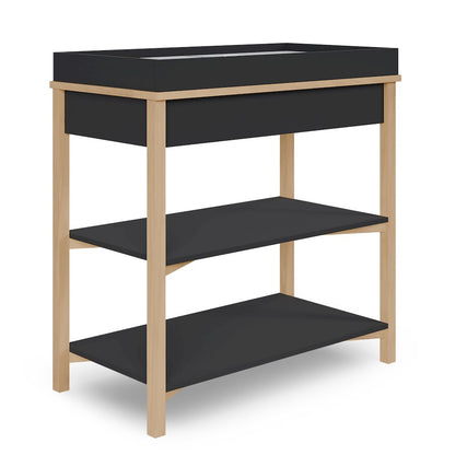 Dream On Me Owen Changing Table in Matte Black Vintage Oak, JPMA Certified