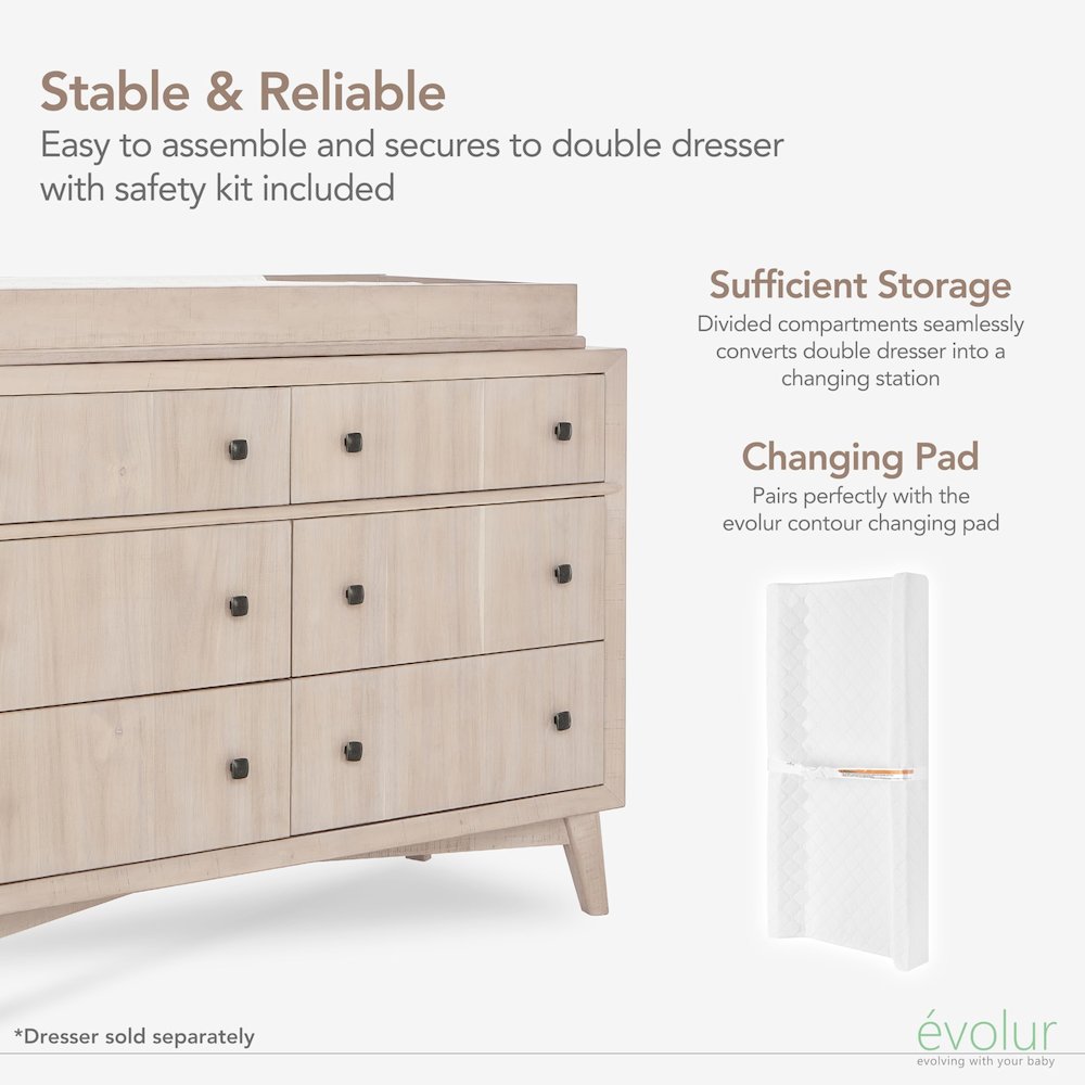 Evolur I Modern Changing Tray I Full Assembly I Lasting Quality, 850-SANDO