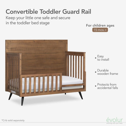Evolur Stilnovo Mid Century Convertible Crib Toddler Guard Rail I Full Assembly I Lasting Quality , 811-SC