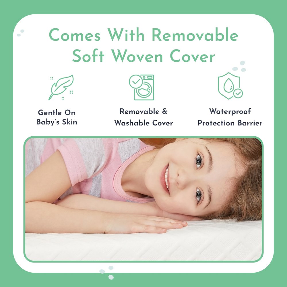 Evolur Sleep, Comfort  Lite Plus Fiber Crib And Toddler Mattress I Waterproof I Green Guard Gold Certified I Removable Cover