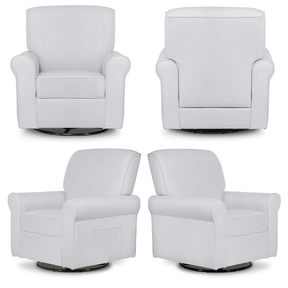 Evolur London Upholstered 360 Swive l Glider I Rocker I Nursery Glider I Durable Soft Fabric, 614-GRY