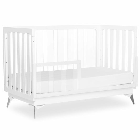 Evolur Acrylic Millennium 4 in 1 Convertible Crib  Toddler Rail I Easily Coverts to Toddler Bed and I Acrylic Slats , 702AC-W
