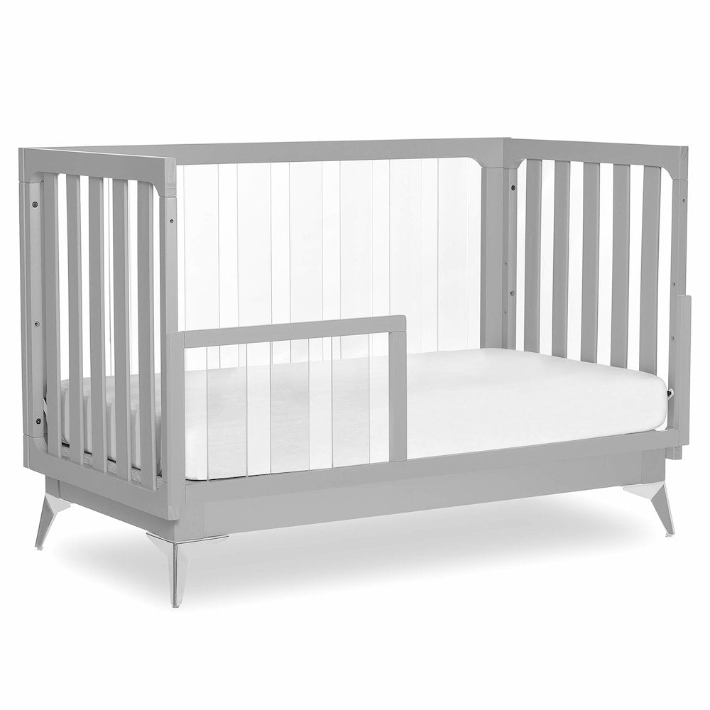 Evolur Acrylic Millennium 4 in 1 Convertible Crib  Toddler Rail I Easily Coverts to Toddler Bed and I Acrylic Slats , 702AC-PG