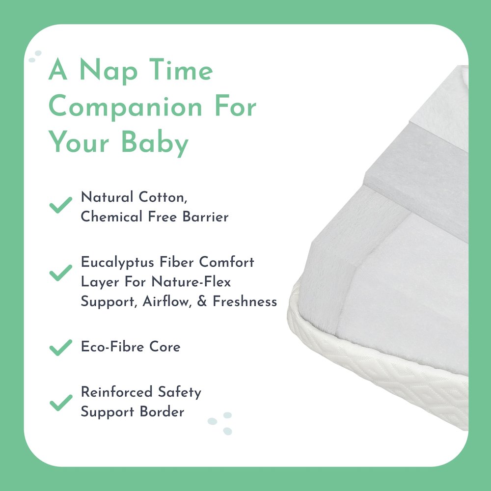 Evolur Sleep, Comfort Lite Plus With Natural Eucalyptus Fiber Crib And Toddler Mattress I Waterproof I Green Guard Gold Certified I Removable Cover