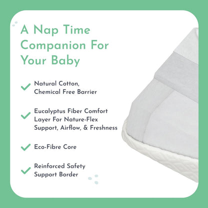 Evolur Sleep, Comfort Lite Plus With Natural Eucalyptus Fiber Crib And Toddler Mattress I Waterproof I Green Guard Gold Certified I Removable Cover