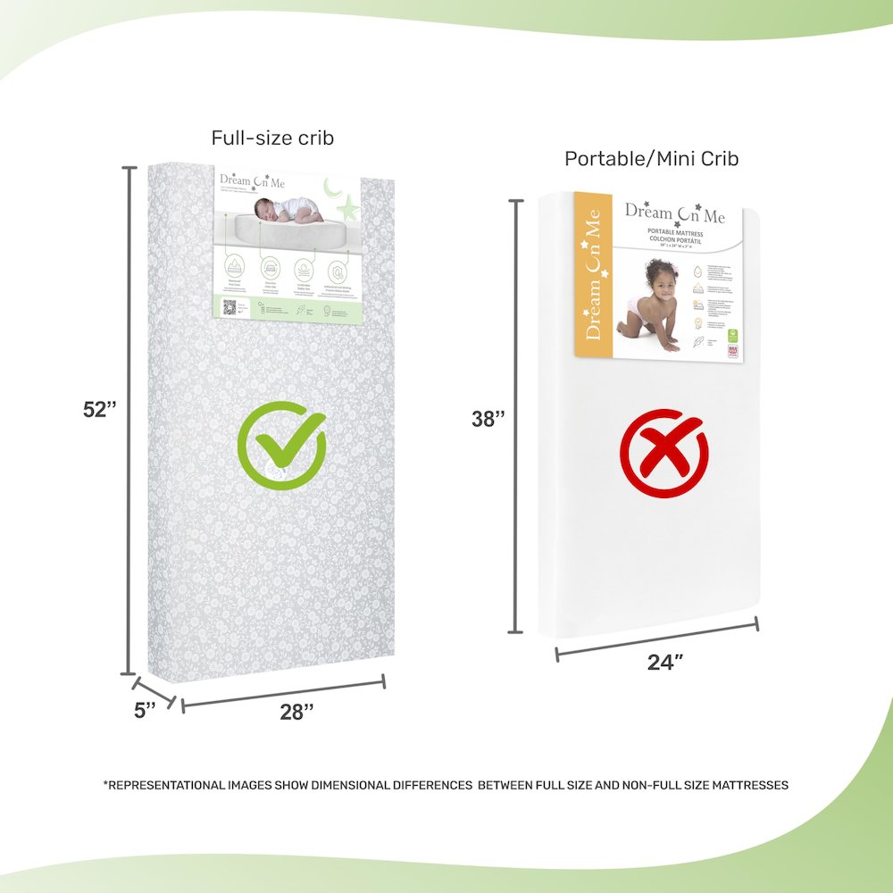 Dream On Me, Orthopedic Extra Firm Foam  Standard Crib Mattress, Grey