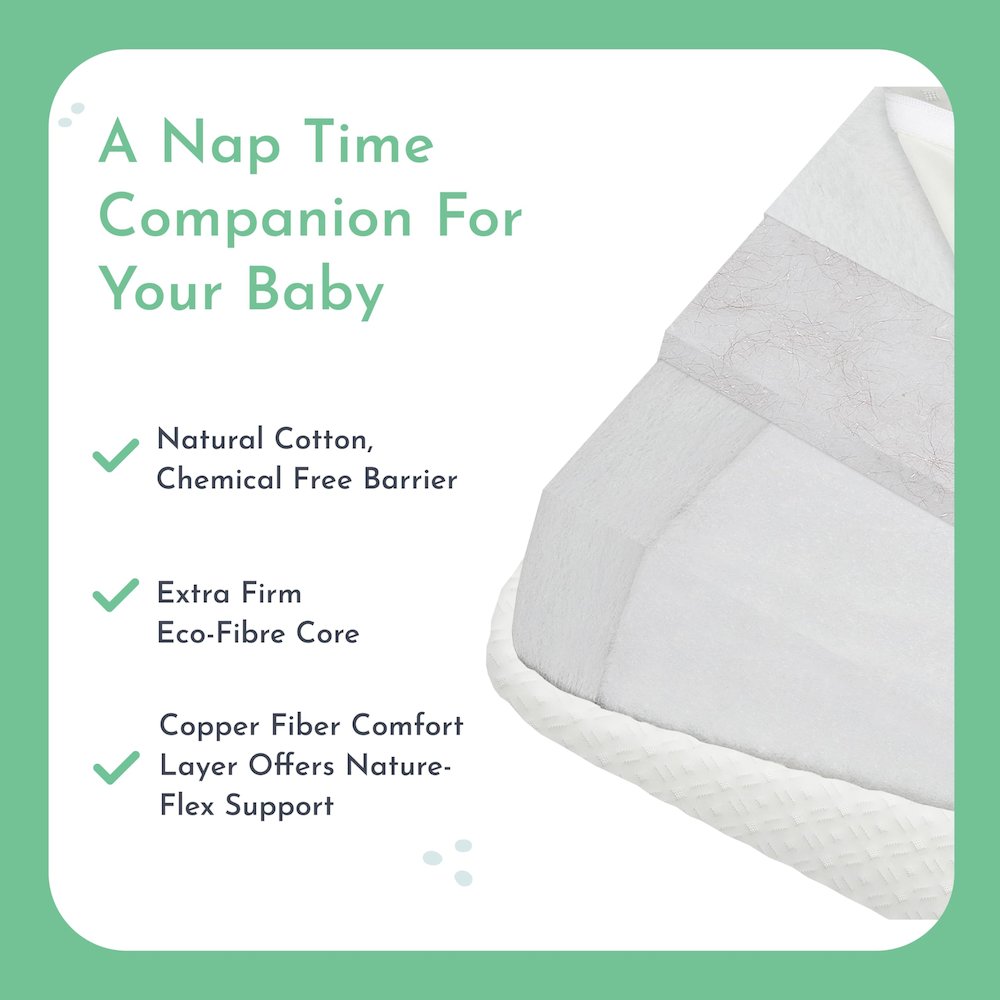 Evolur Coco, Comfort Lite Plus Natural Copper Infused Fiber Crib And Toddler Mattress I Waterproof I Green Guard Gold Certified I Removable Cover I 5’ Mattress I Foam Encasement For Superior And Stabi