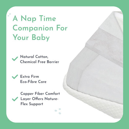 Evolur Coco, Comfort Lite Plus Natural Copper Infused Fiber Crib And Toddler Mattress I Waterproof I Green Guard Gold Certified I Removable Cover I 5’ Mattress I Foam Encasement For Superior And Stabi