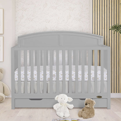 JPMA & Greenguard Gold Certified Dream On Me Storybrooke 5 in 1 Convertible Crib, Peblle Grey, With Storage