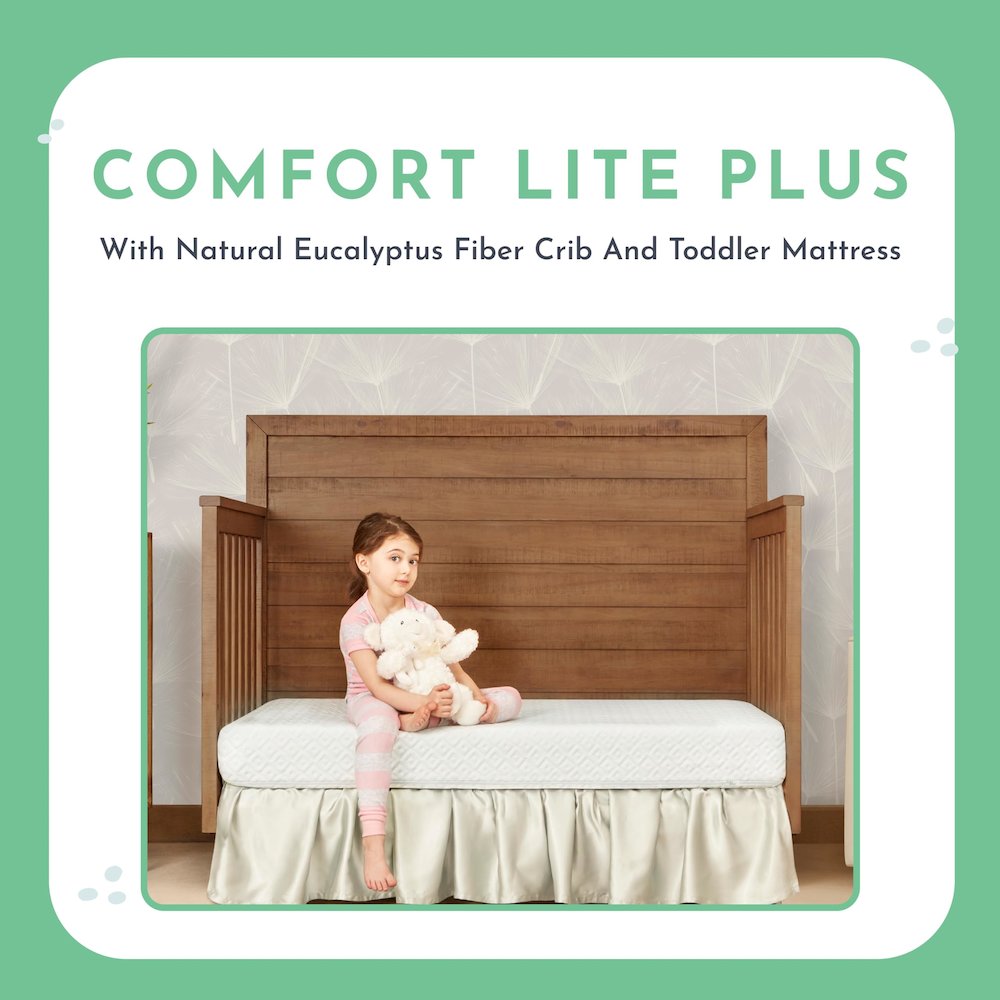 Evolur Sleep, Comfort Lite Plus With Natural Eucalyptus Fiber Crib And Toddler Mattress I Waterproof I Green Guard Gold Certified I Removable Cover