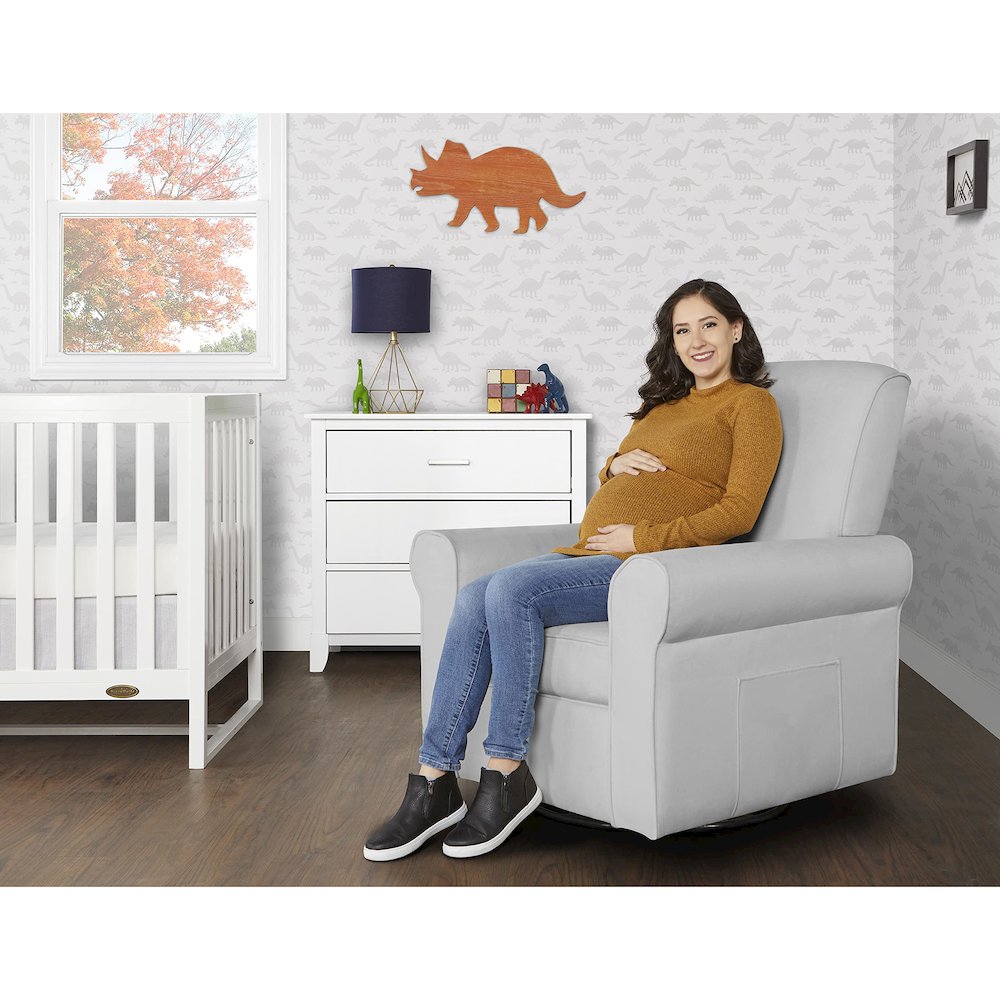 Evolur London Upholstered 360 Swive l Glider I Rocker I Nursery Glider I Durable Soft Fabric, 614-GRY