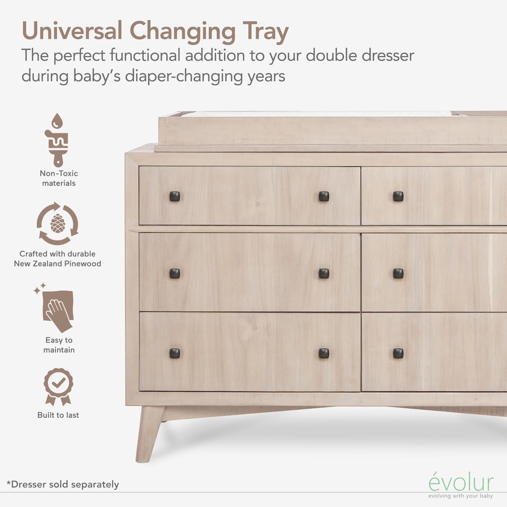 Evolur I Modern Changing Tray I Full Assembly I Lasting Quality, 850-SANDO