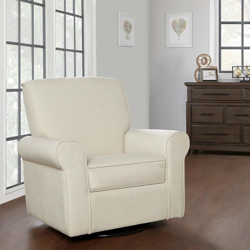 Evolur London Upholstered 360 Swive l Glider I Rocker I Nursery Glider I Durable Soft Fabric, 614-SHELL