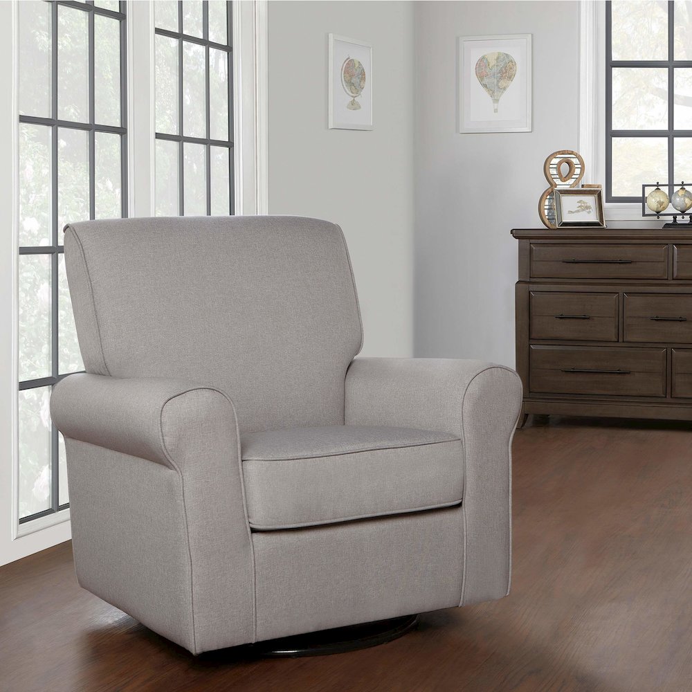 Evolur London Upholstered 360 Swive l Glider I Rocker I Nursery Glider I Durable Soft Fabric, 614-FOSSIL