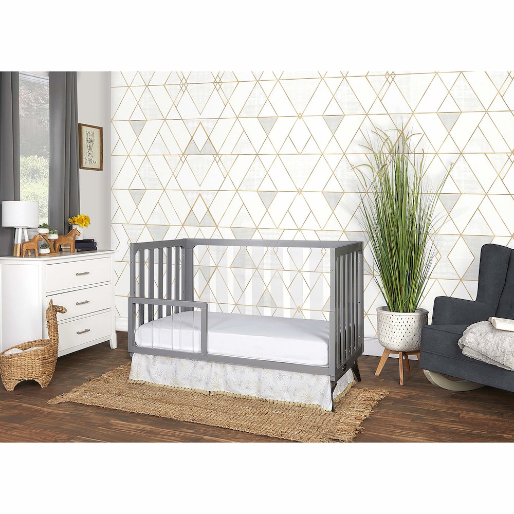 Evolur Acrylic Millennium 4 in 1 Convertible Crib Toddler Rail I Easily Coverts to Toddler Bed and I Acrylic Slats , 702AC-PG