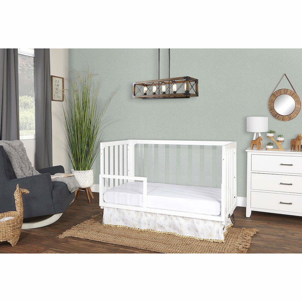 Evolur Acrylic Millennium 4 in 1 Convertible Crib Toddler Rail I Easily Coverts to Toddler Bed and I Acrylic Slats , 702AC-W