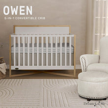 Dream On Me Owen 5-in-1 Convertible Crib, Vintage White Oak