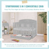 JPMA & Greenguard Gold Certified Dream On Me Storybrooke 5 in 1 Convertible Crib, Peblle Grey, With Storage