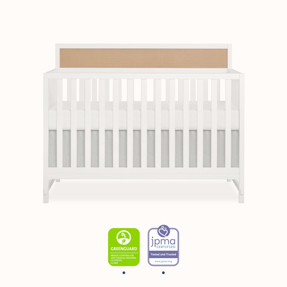 Dream On Me Kai Convertible Crib, White+Natural