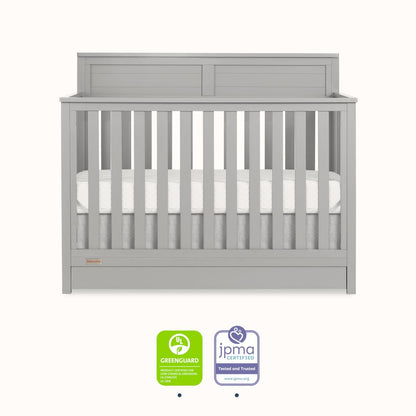 JPMA & Greenguard Gold Certified Dream On Me Reign 5 in 1 Convertible Crib, Pebble Grey