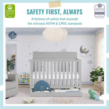 JPMA & Greenguard Gold Certified Dream On Me Reign 5 in 1 Convertible Crib, Pebble Grey