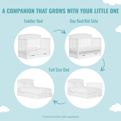 JPMA & Greenguard Gold Certified Dream On Me Storybrooke 5 in 1 Convertible Crib