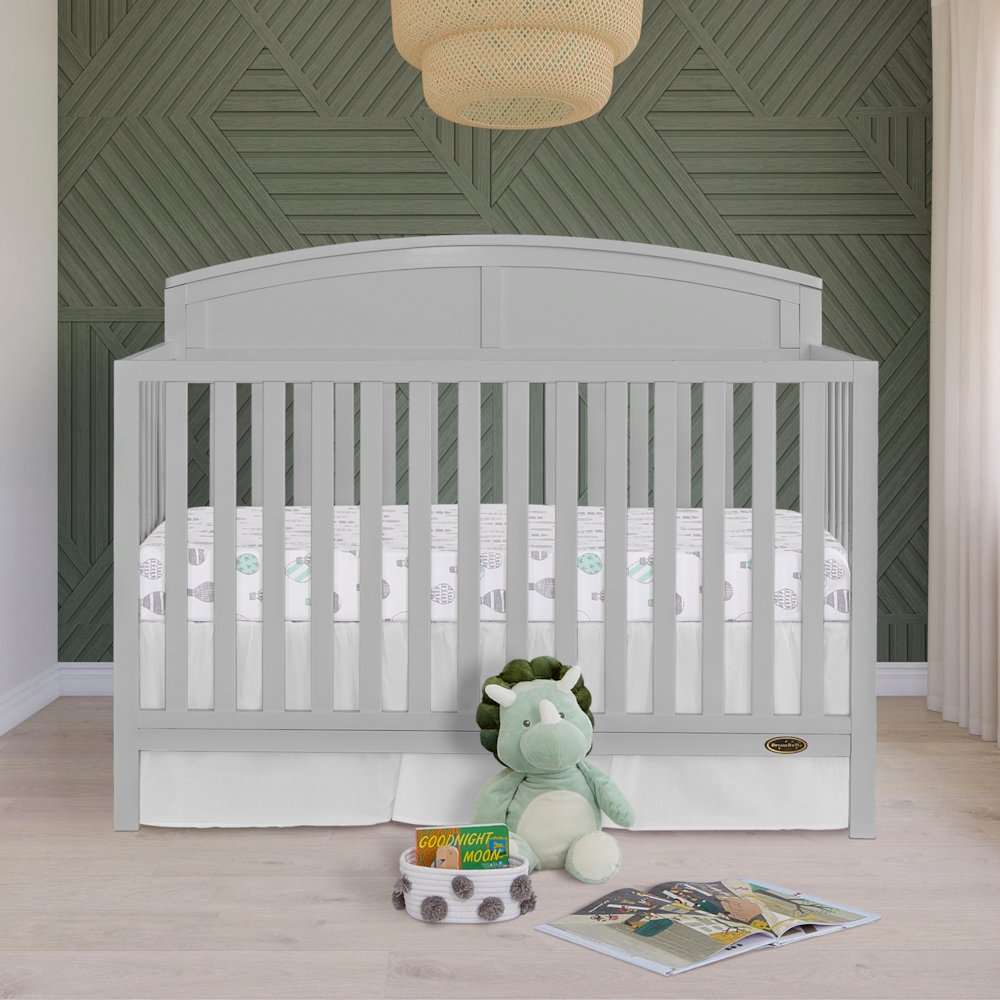 JPMA & Greenguard Gold Certified Dream On Me Storybrooke 5 in 1 Convertible Crib, Peblle Grey, Without Storage