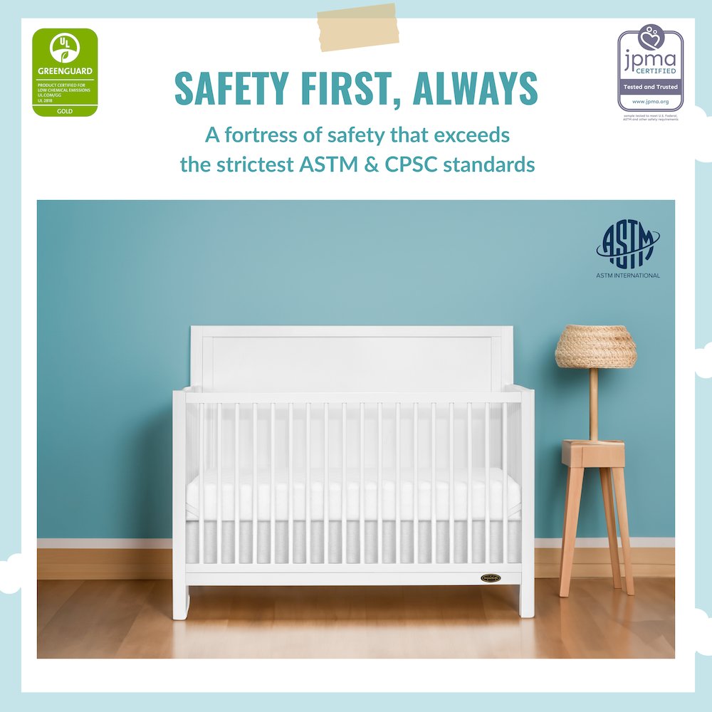 Dream On Me Dillian 3-in-1 Convertible Crib in White