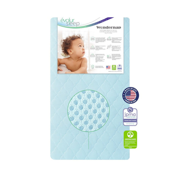 Evolur Wondernap 2 in 1 Full-size Crib Mattress, Blue