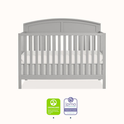 JPMA & Greenguard Gold Certified Dream On Me Storybrooke 5 in 1 Convertible Crib, Peblle Grey, Without Storage