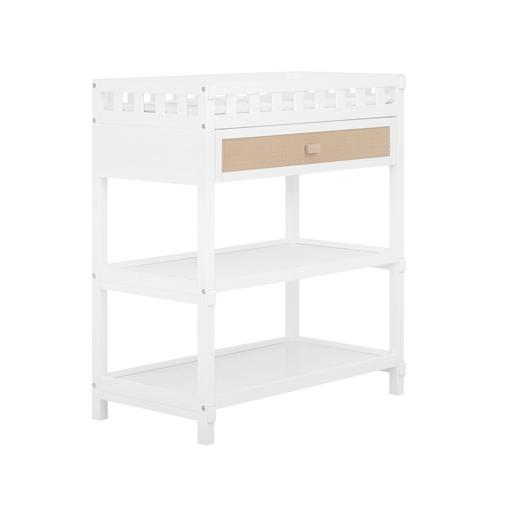 Dream On Me Doula Changing Table in White with Natutal, JPMA certified