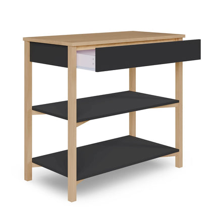 Dream On Me Owen Changing Table in Matte Black Vintage Oak, JPMA Certified