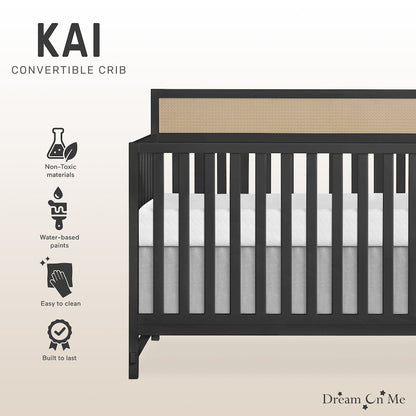 Dream On Me Kai Convertible Crib, Matte Black