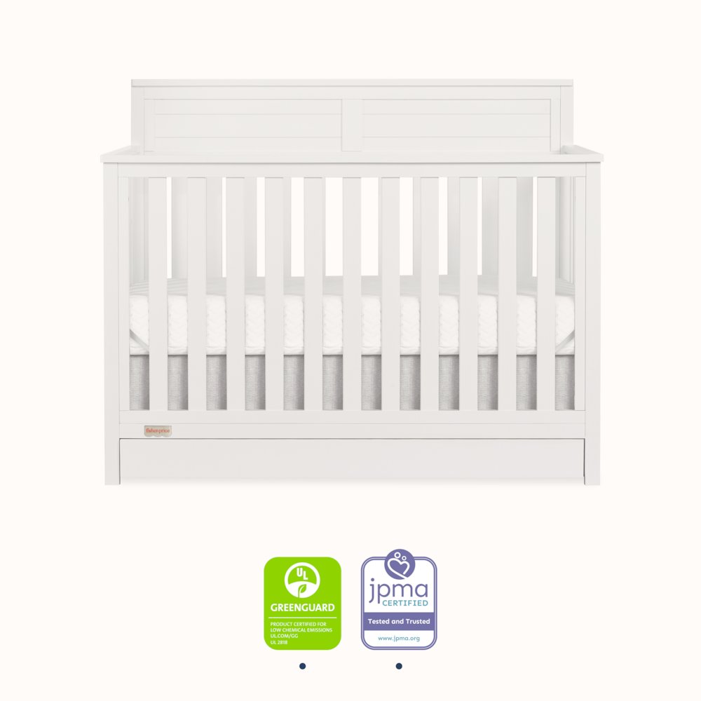 JPMA & Greenguard Gold Certified Dream On Me Reign 5 in 1 Convertible Crib, White