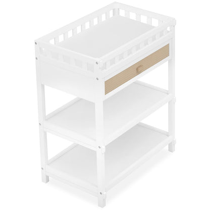 Dream On Me Doula Changing Table in White with Natutal, JPMA certified