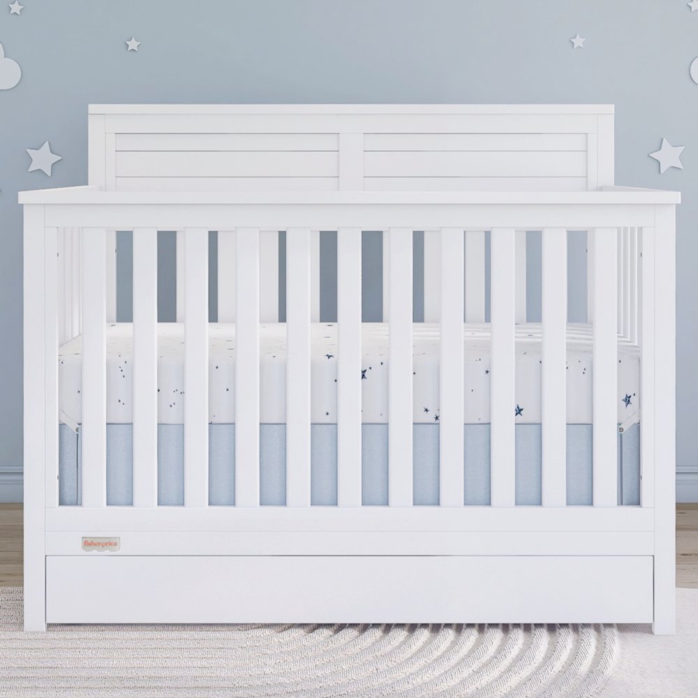 JPMA & Greenguard Gold Certified Dream On Me Reign 5 in 1 Convertible Crib, White