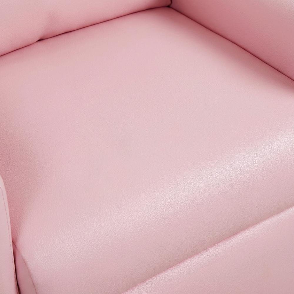 Pink PVC Fabric Kids Recliner Chair with Cupholder and Contemporary Style