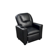 Kids Recliner Chair, Black PU Leather, Cupholder