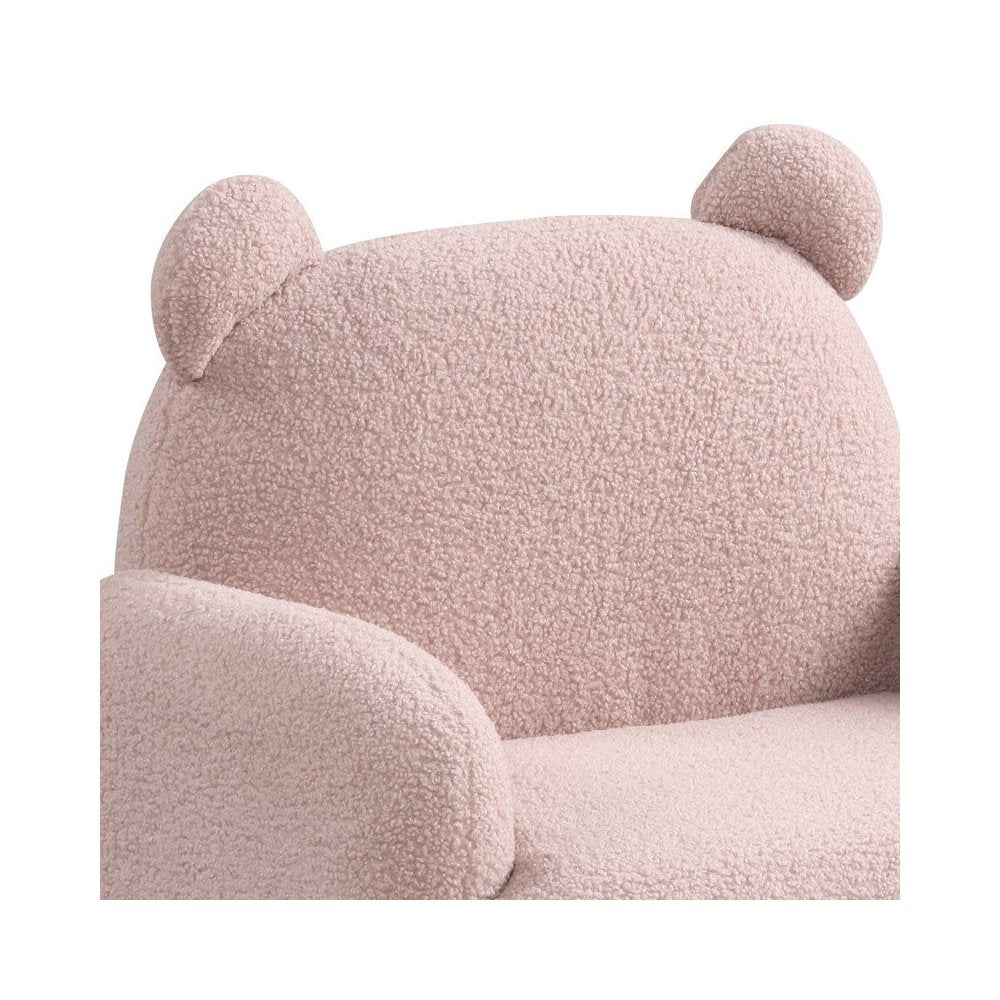 Raelynn 25.5"W Pink Sherpa Bear-Shaped Kids Armchair