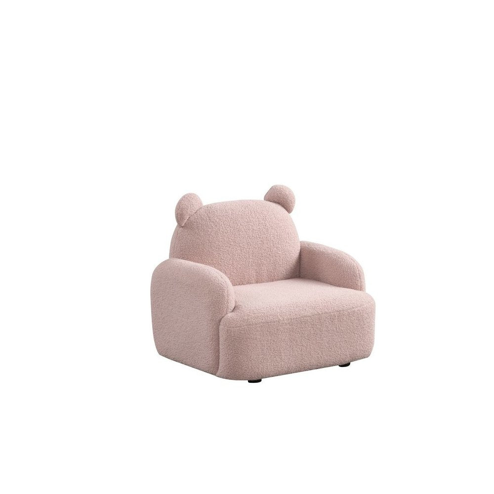 Raelynn 25.5"W Pink Sherpa Bear-Shaped Kids Armchair