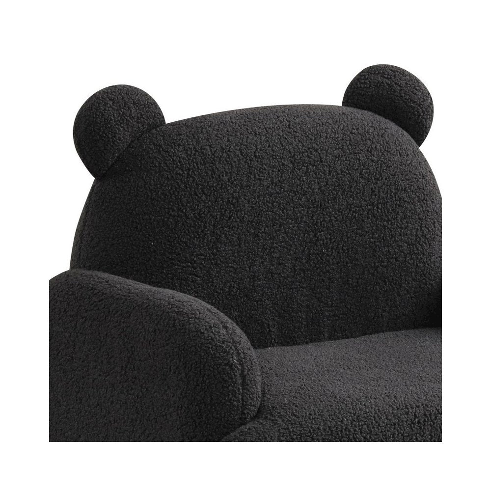 Raelynn 25.5"W Black Sherpa Bear-Shaped Kids Armchair