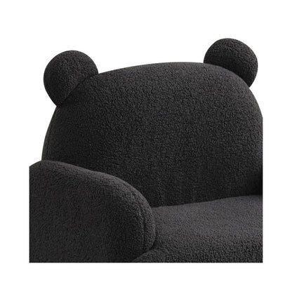 Raelynn 25.5"W Black Sherpa Bear-Shaped Kids Armchair
