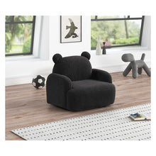 Raelynn 25.5"W Black Sherpa Bear-Shaped Kids Armchair