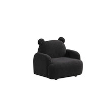 Raelynn 25.5"W Black Sherpa Bear-Shaped Kids Armchair